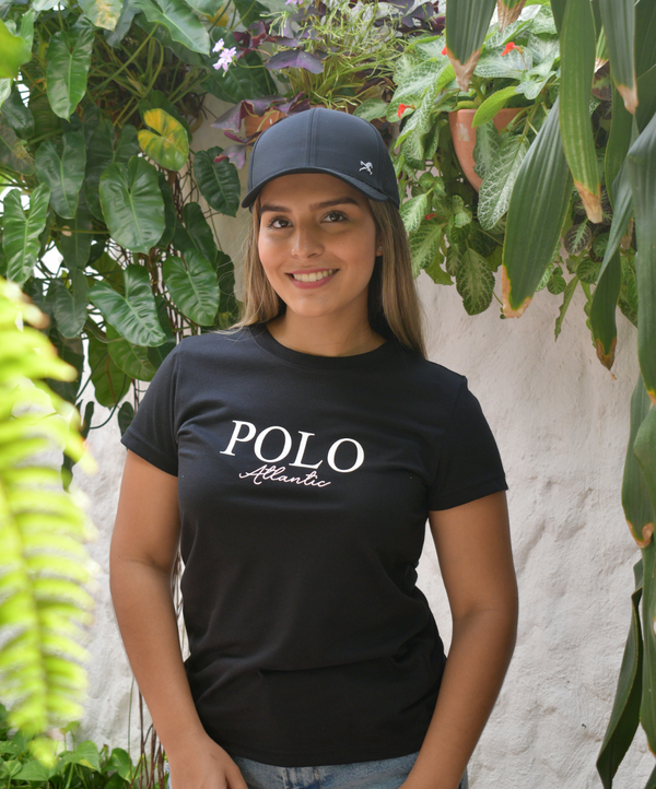 Camiseta C/R Lotus Negro para Mujer