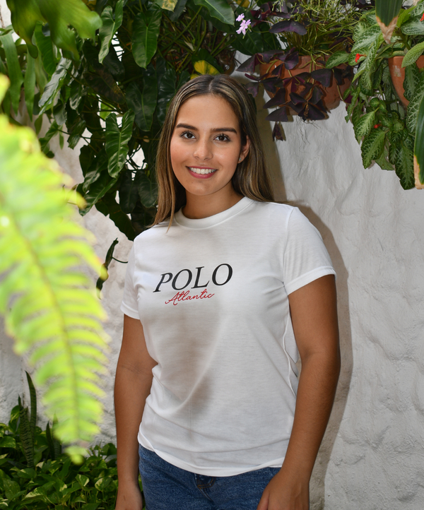 Camiseta C/R Lotus Blanco Para Mujer