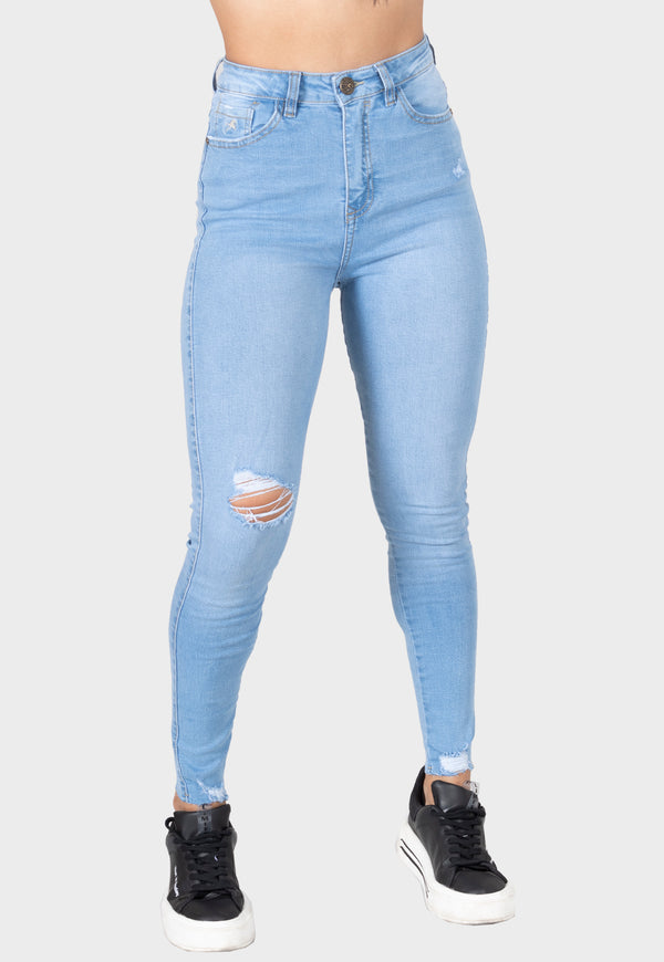 Pantalon jean skinny azul para mujer