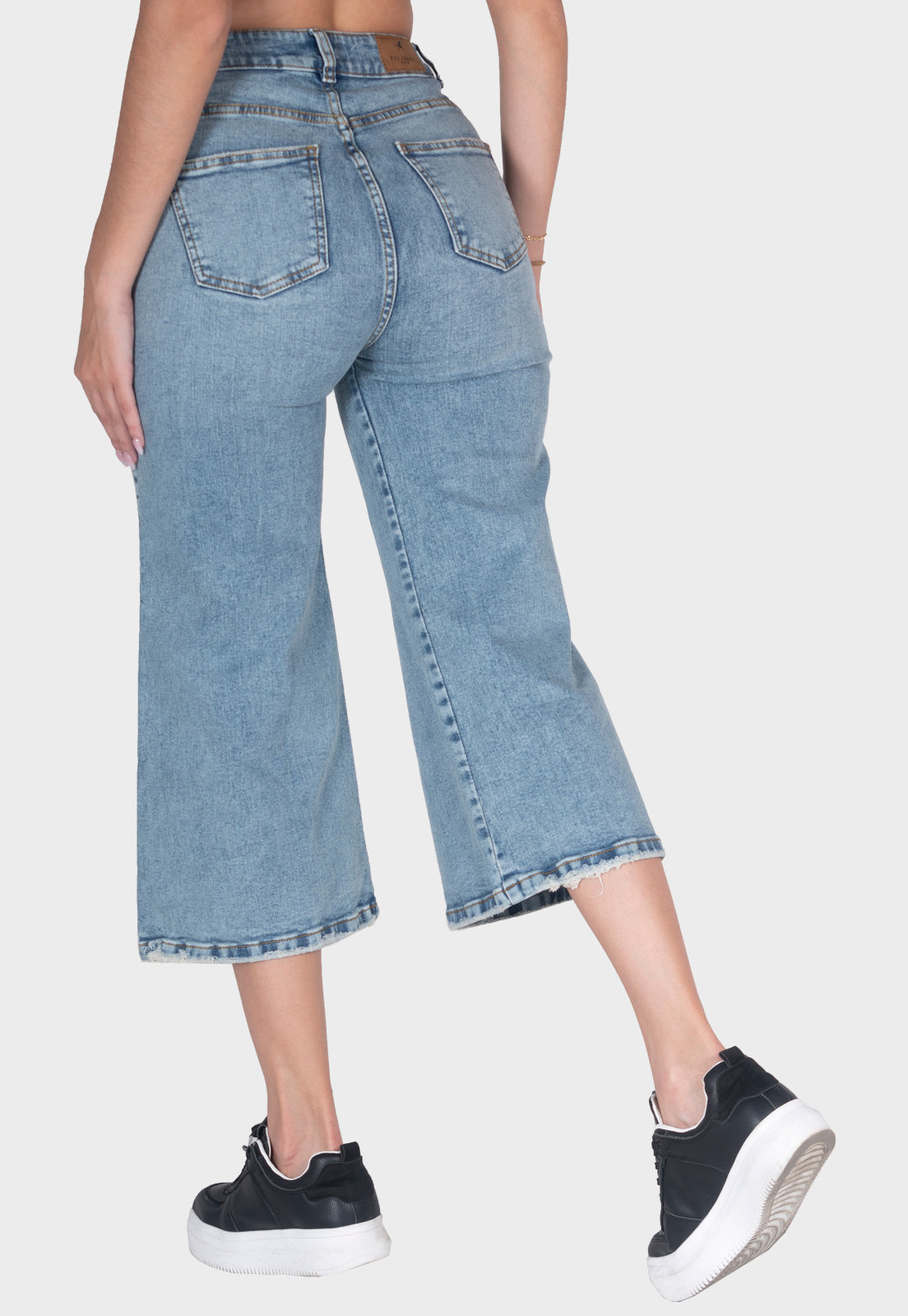 Pantalón jean culotte azul para mujer