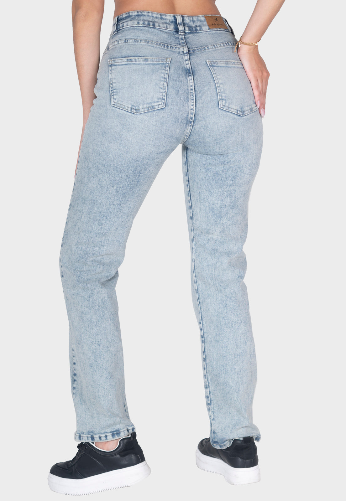 Pantalón jean straight azul para mujer