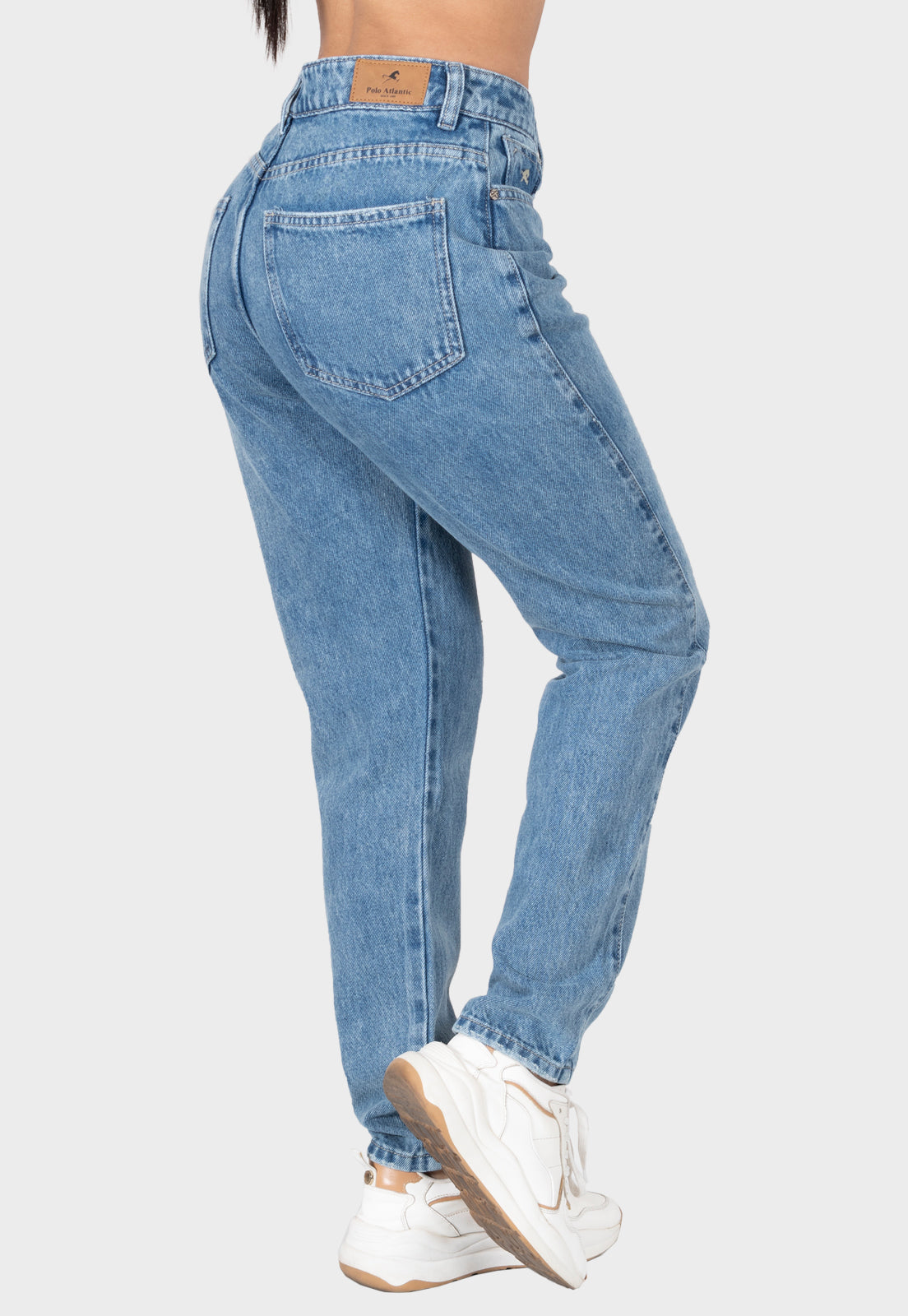 Pantalon jean mom fit fit azul para mujer