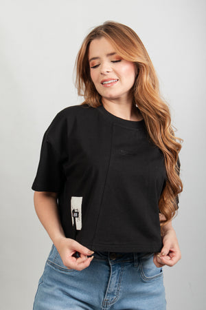 Camiseta Tops Oversize Para Mujer Negro