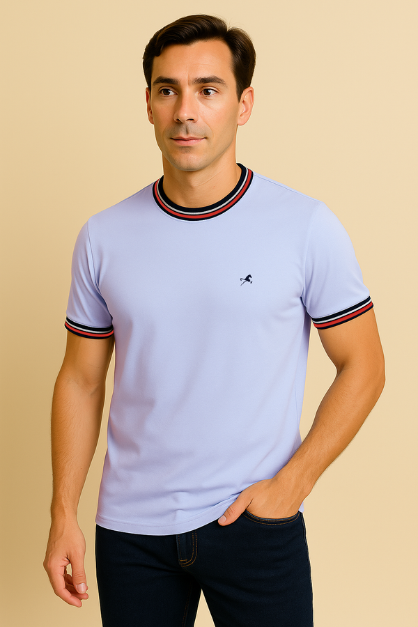 Camiseta C/R azul claro para hombre