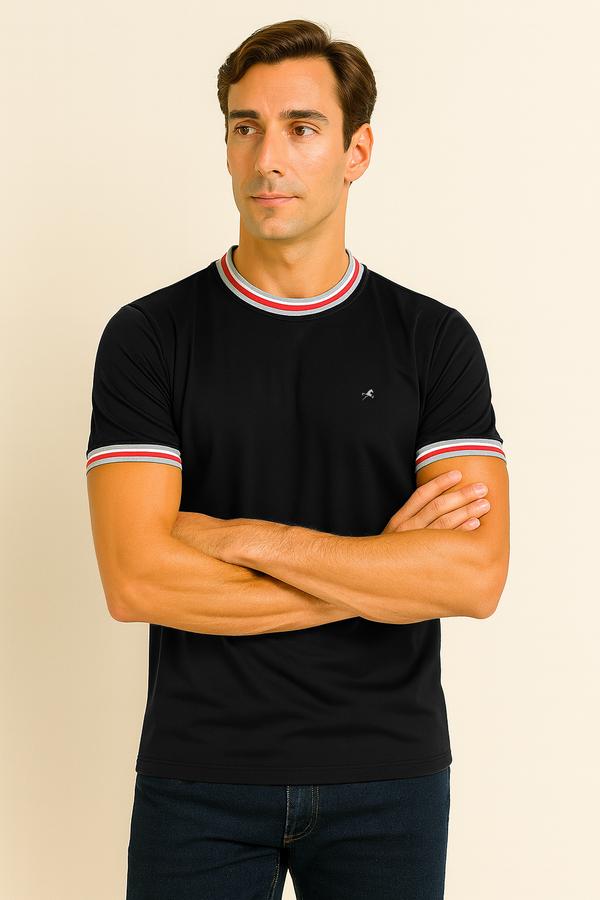 Camiseta C/R negro para hombre