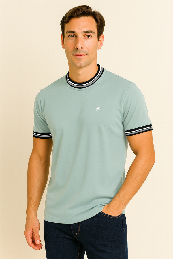Camiseta C/R verde claro para hombre