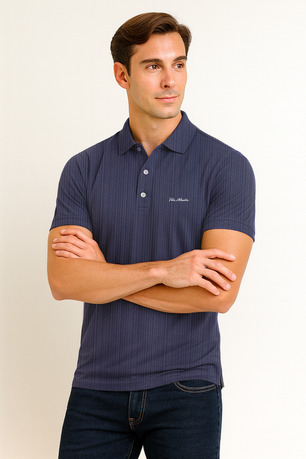 Polo azul medio para hombre