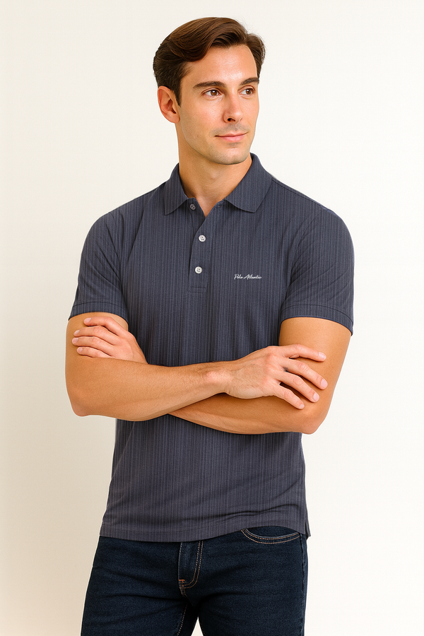 Polo gris azulejo para hombre