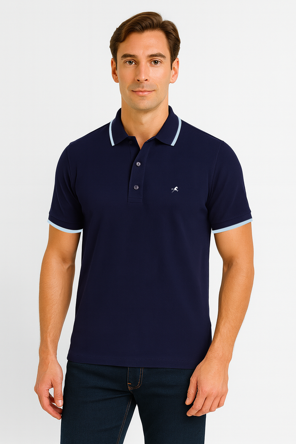 Polo m/corta p/hombres azul oscuro