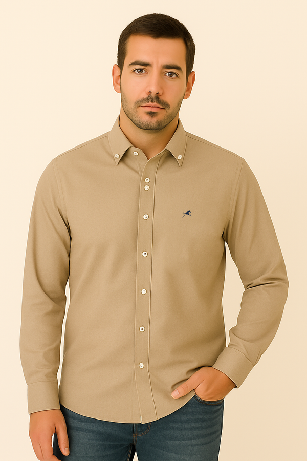 Camisa de vestir M/L franco camel para hombre