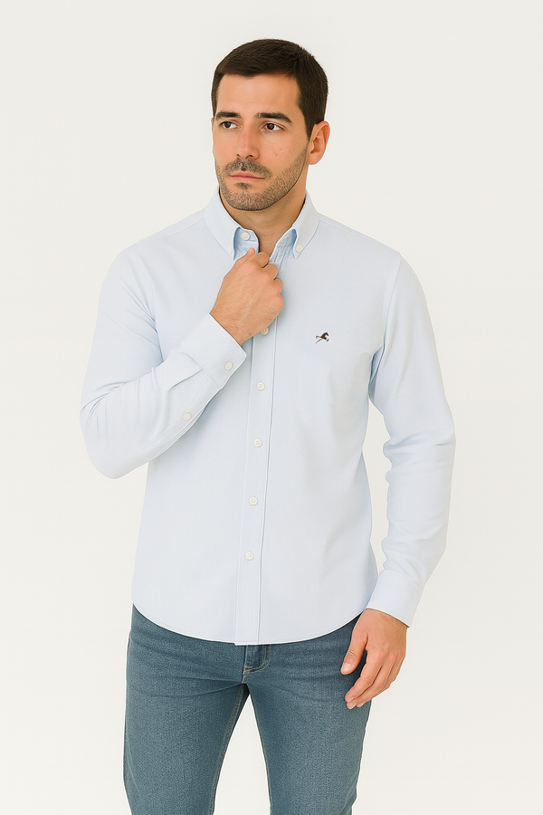Camisa de vestir M/L gian azul cielo para hombre