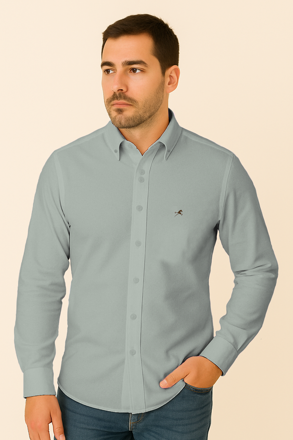 Camisa de vestir M/L gian verde menta para hombre
