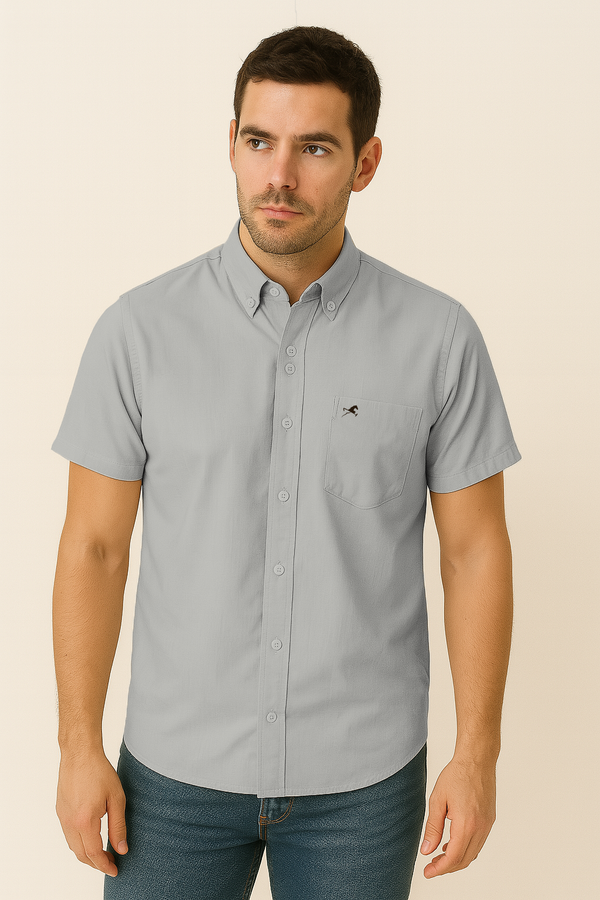 Camisa de Vestir Simone M/C gris crema para hombre