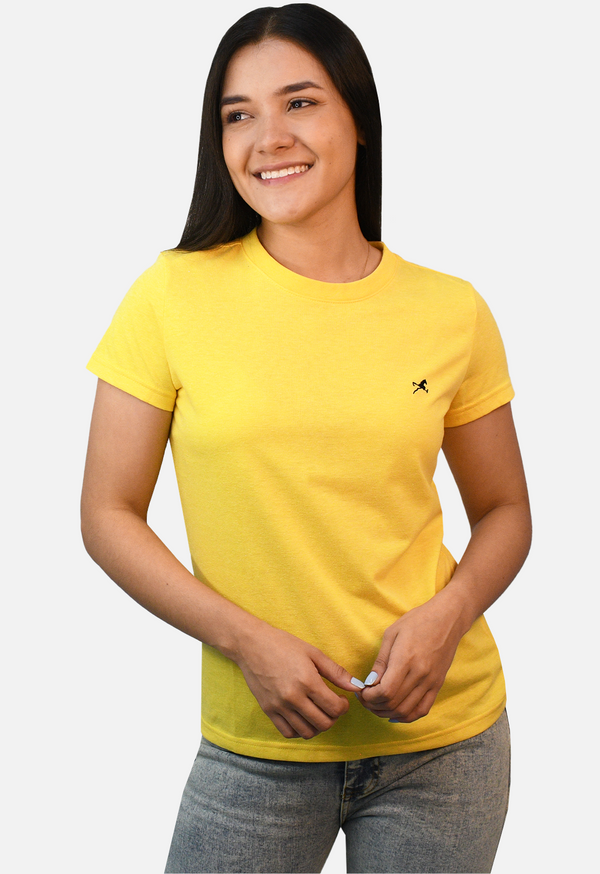 Camiseta C/R Clasica Amarilla para Mujer