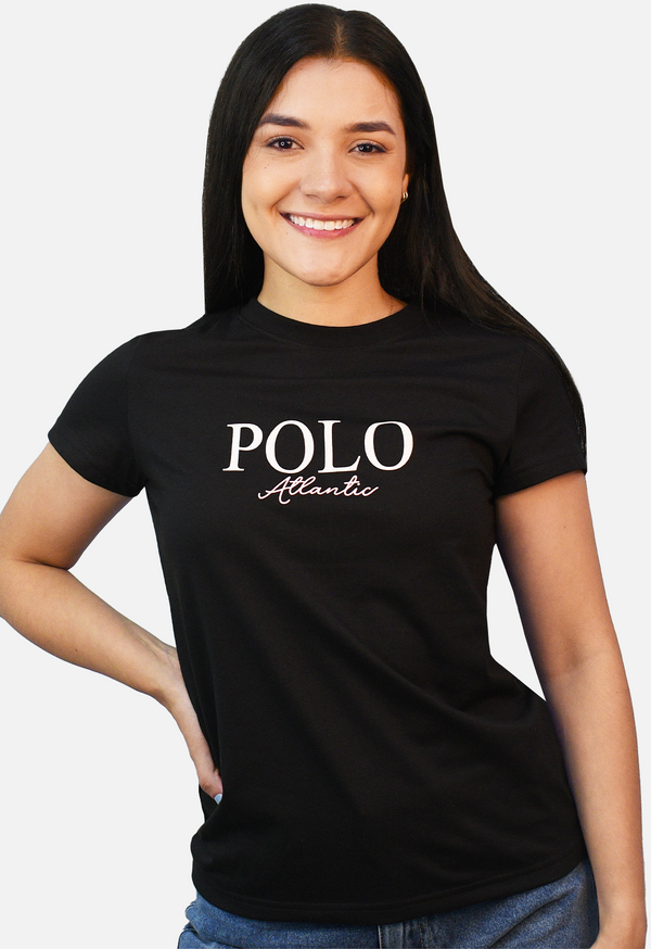 Camiseta C/R Lotus Negro para Mujer