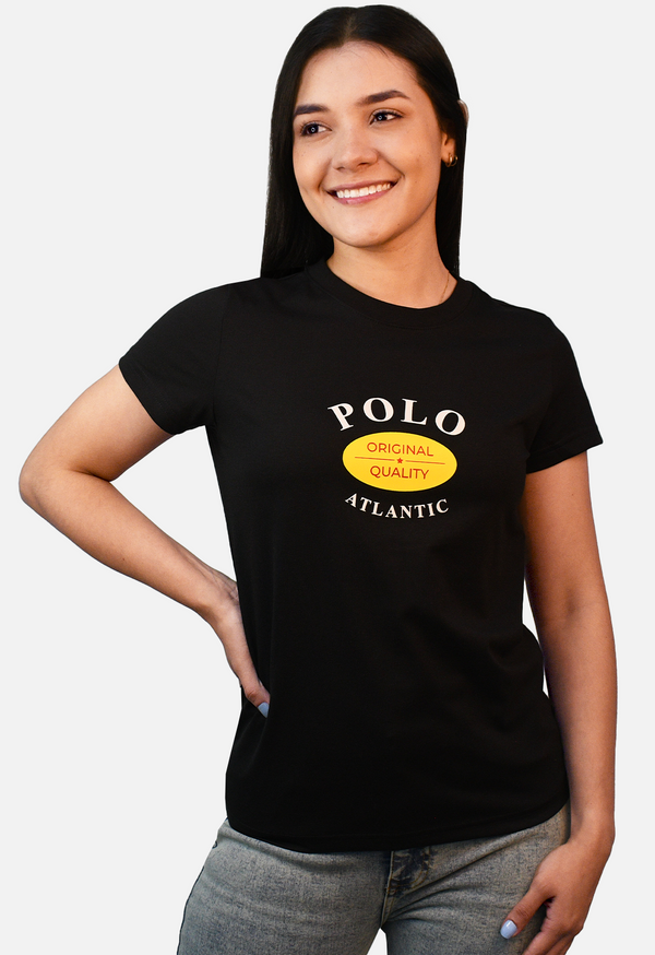 Camiseta C/R America Negro Para Mujer