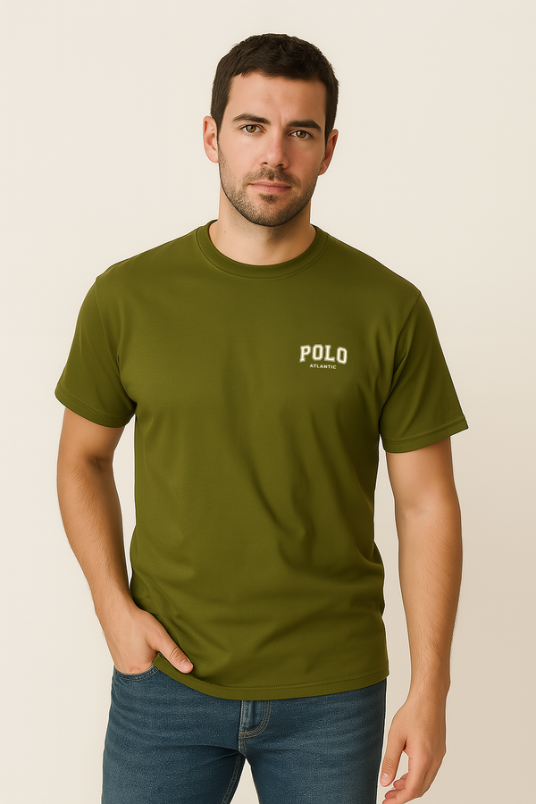 Camiseta C/R Varsity verde oliva para hombre