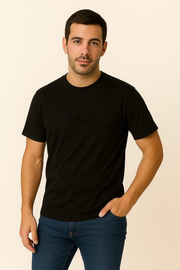 Camiseta C/R justin IV negra para hombre