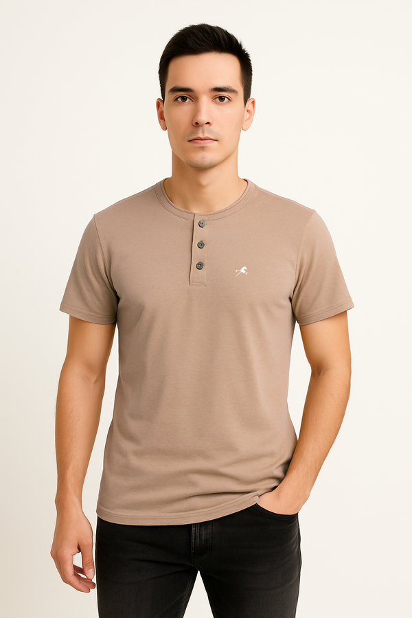 Camiseta C/R boton Grayson cafe para hombre