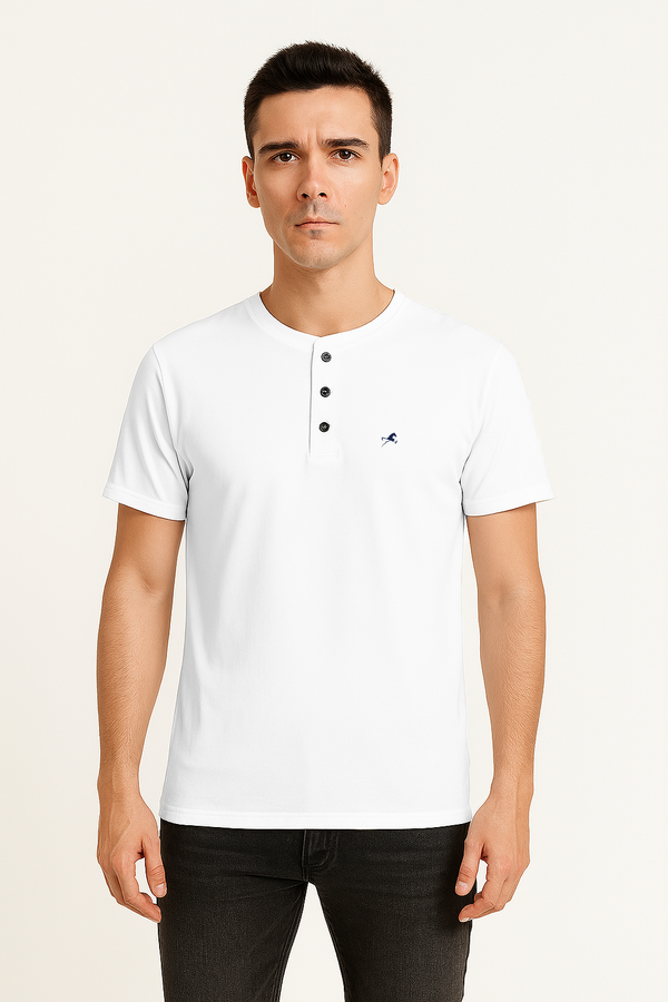 Camiseta C/R boton Grayson blanco para hombre