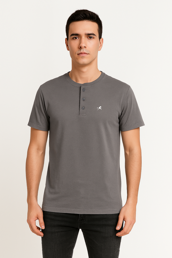Camiseta C/R boton Grayson gris para hombre