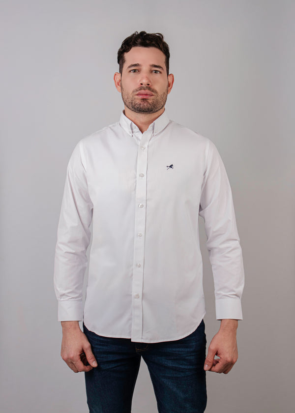 Camisa de vestir M/L clasica blanca para hombre