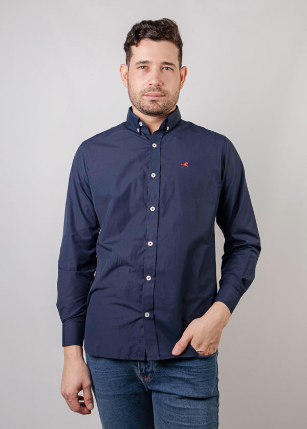Camisa de vestir M/L clasica navy para hombre