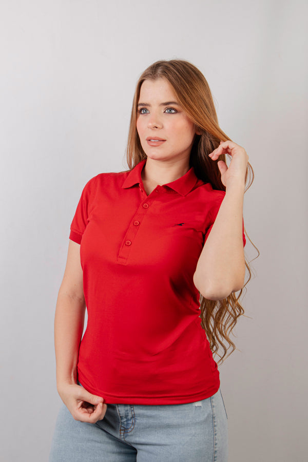 Polo Basica II roja para mujer