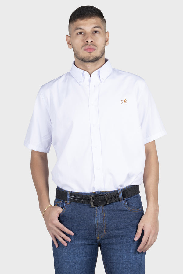 Camisa de vestir Oxford M/C blanco para hombre