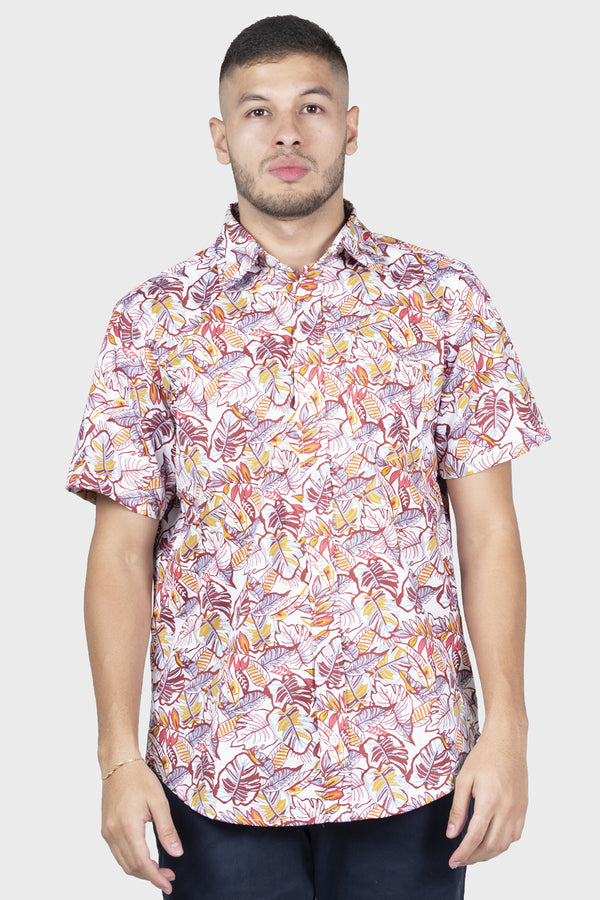Camisa playera con hojas café para hombre