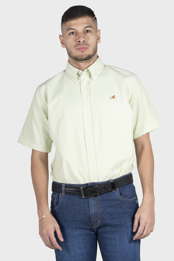 Camisa de Vestir Oxford M/C Verde Pistacho para hombre