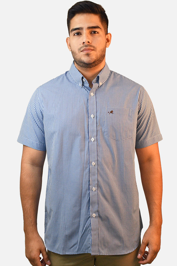 Camisa de vestir M/C Roger Cuadros Negro/Blanco para hombre