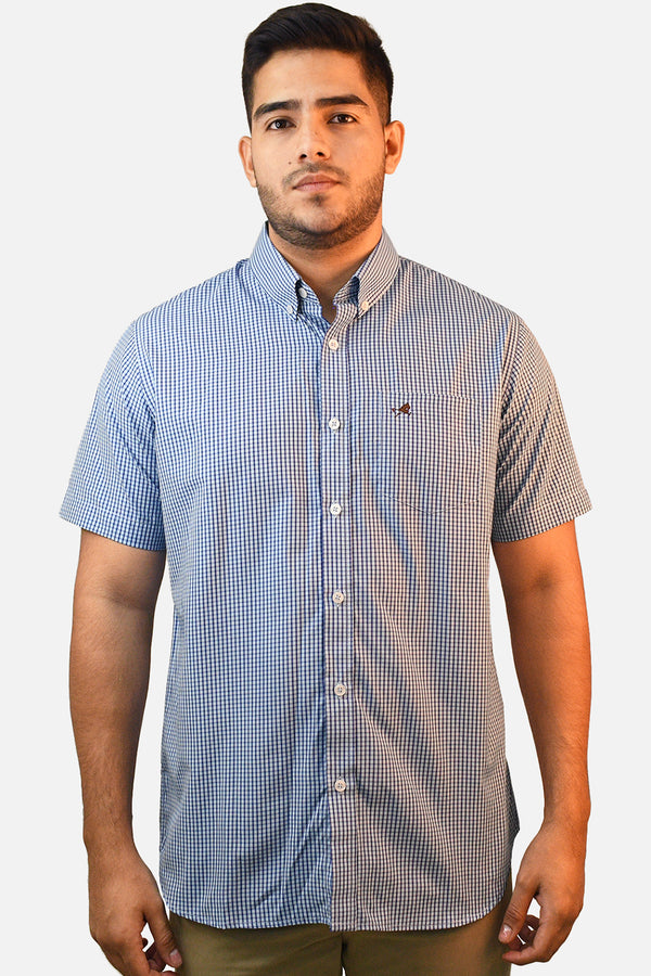 Camisa de Vestir M/C Germant Cuadros Azul/Blanco para hombre