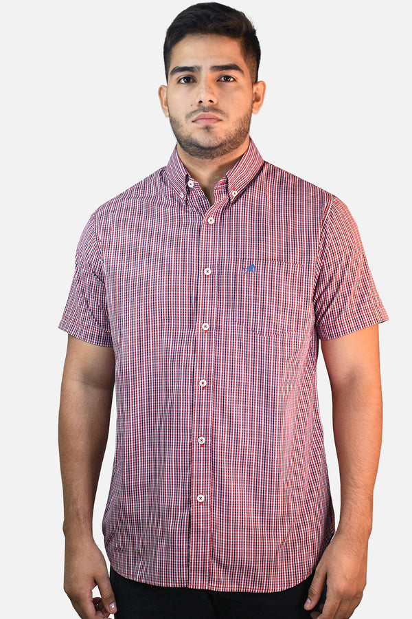 Camisa de vestir M/C Germant cuadros Azul/Rojo/Blanco para hombre