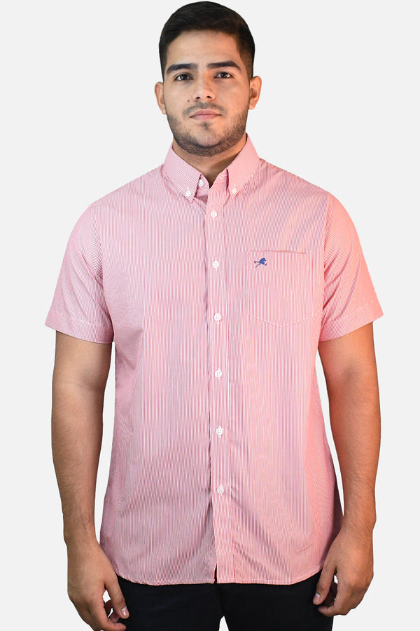 Camisa de vestir M/C Rupert Rayas Rojo/Blanco para hombre