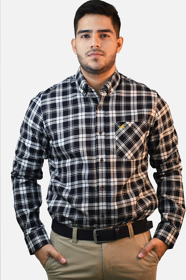 Camisa Jones II M/L Cuadros Azul/Blanco para hombre