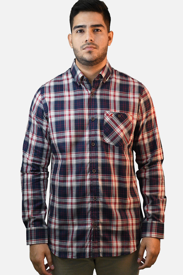 Camisa Jones II M/L Cuadros rojos/Azul para hombre