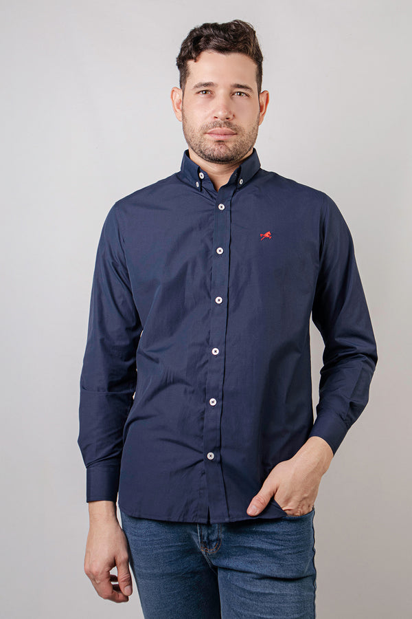 Camisa de vestir M/L clasica navy para hombre