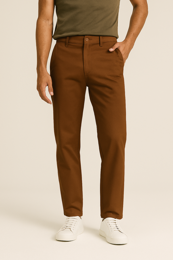 Pantalon dril chino tabaco para hombre
