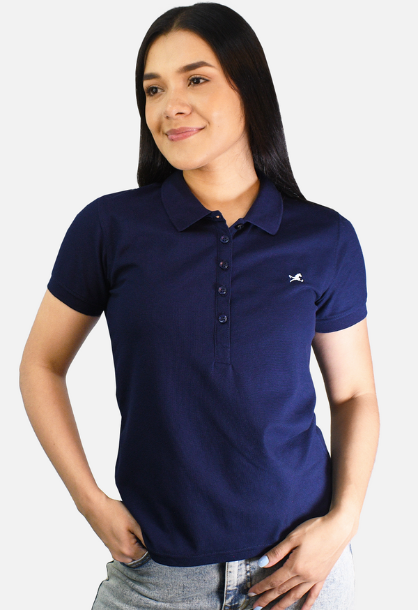 Polo clasica Azul medio para mujer