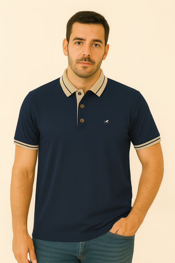 Polo houston azul medio para hombre