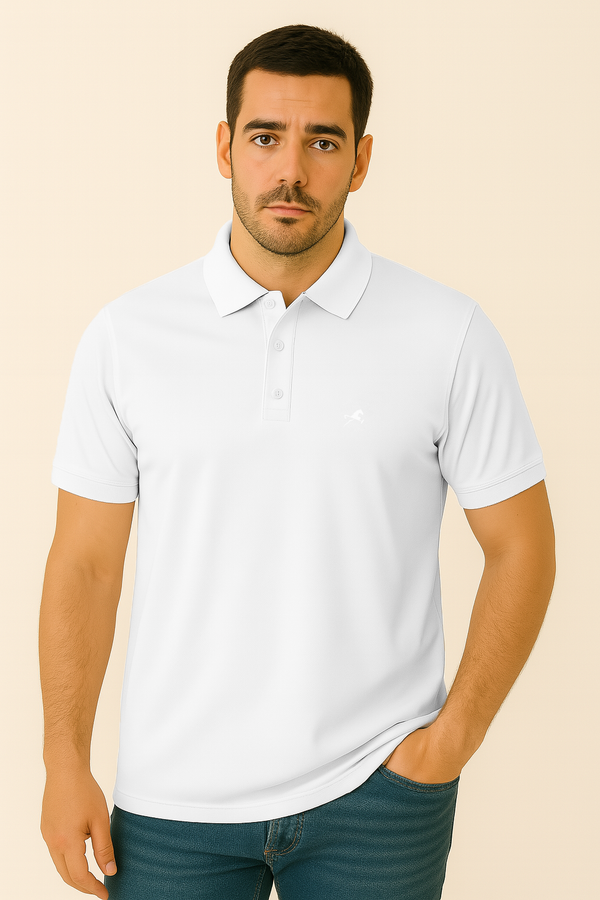 Polo clasica hombre blanco