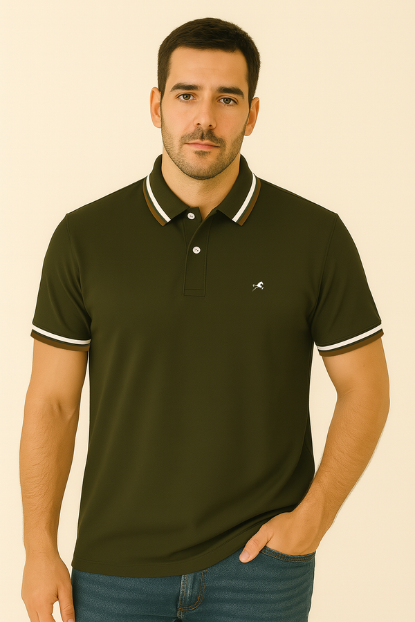 Polo Vincent verde militar para hombre