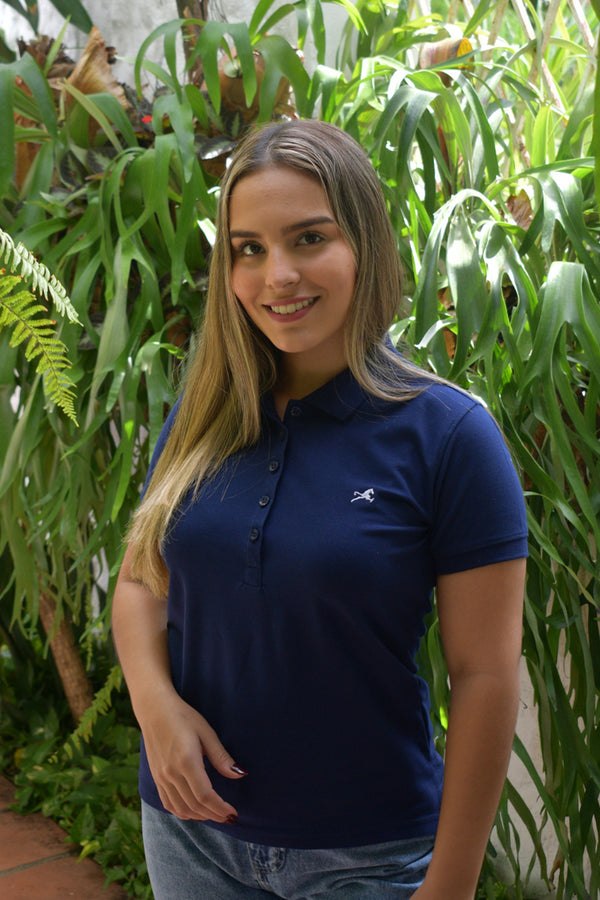 Polo clasica Azul medio para mujer