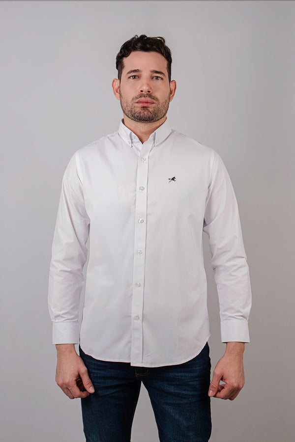 Camisa de vestir M/L clasica blanca para hombre